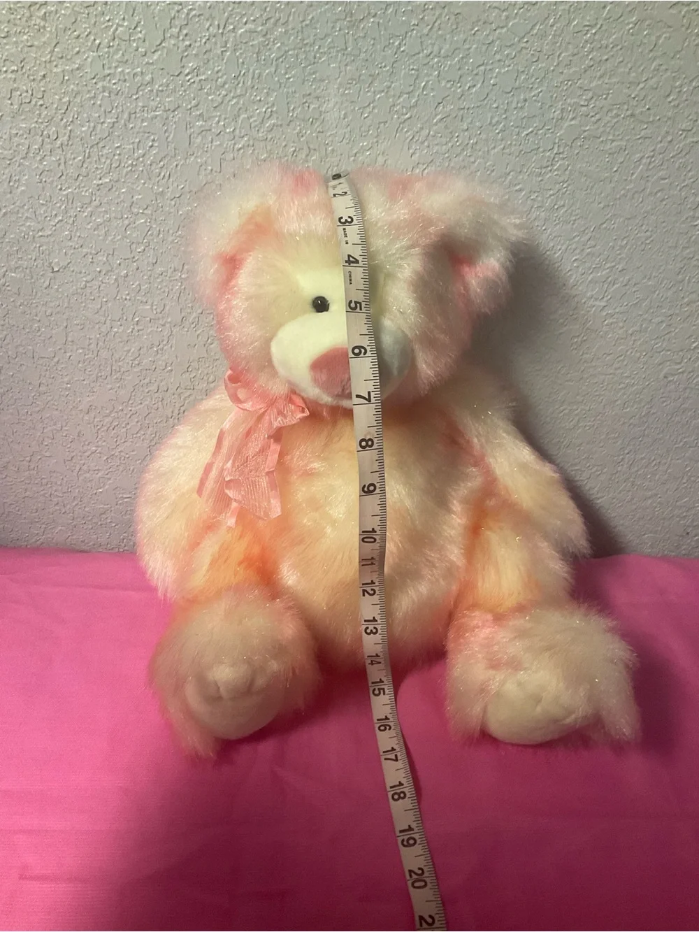 Vintage Russ Bear Plush Pink Cream & Peach (Sherbet) Teddy Bear “Taffie”